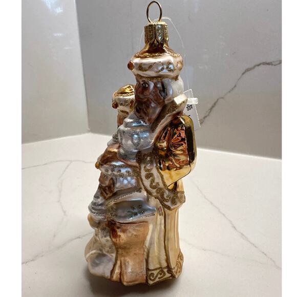 NWT Vtg Hand Blown Glass Three Wise Men Ornament: Silver & Gold, Made in Poland - Picture 7 of 7